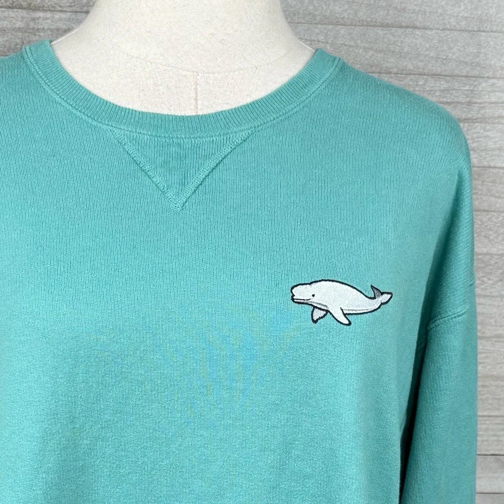 HANES (Comfort Wash) Crewneck Sweatshirt
Mystic Aquarium Beluga Whale Teal-M - Picture 2 of 3